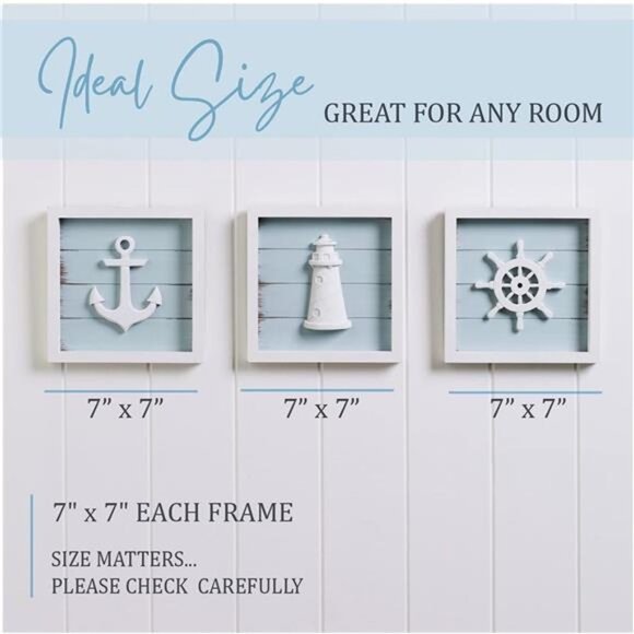 Nautical Wall Decor 3D Anchor, Lighthouse and Ship Wheel - Picture 5 of 7